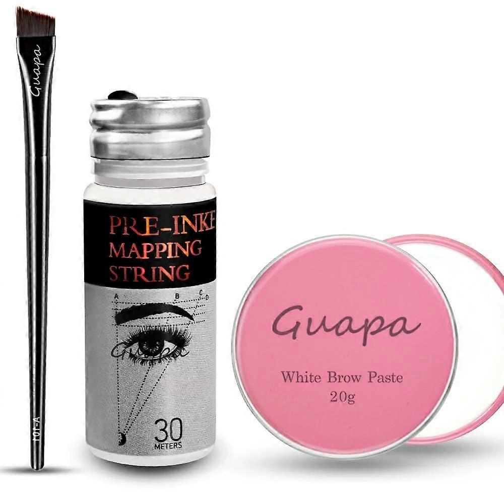 Eyebrow Mapping Kit with White Brow Paste and String for Accurate Microblading and Lip Contouring