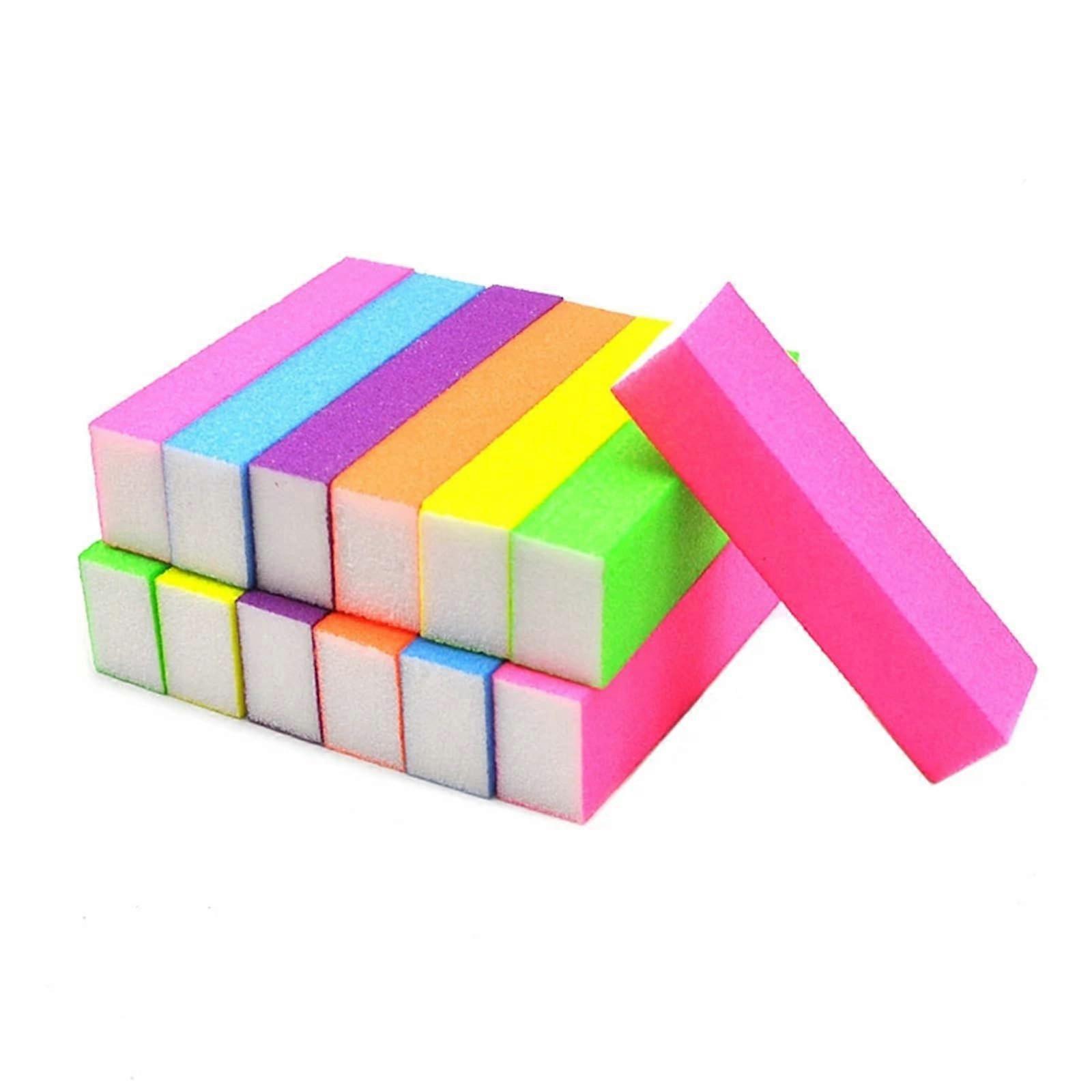 Neon Yellow Nail Buffer Block and Nail File Set, MultiSided Durable Sponge for Salon Use