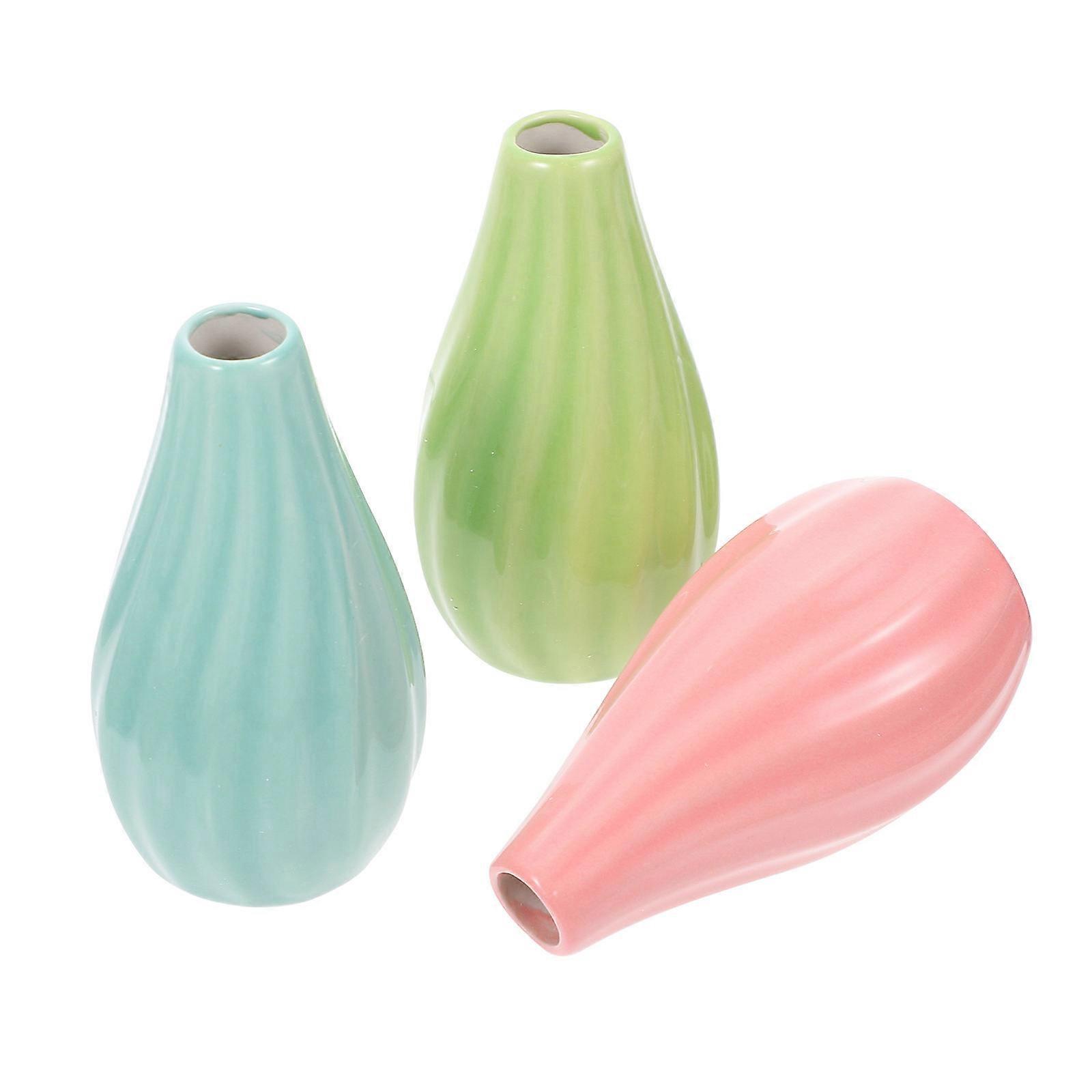 Creative Desktop Vase for Storage 3Pcs Miniature Ceramics Hydroponic Vases