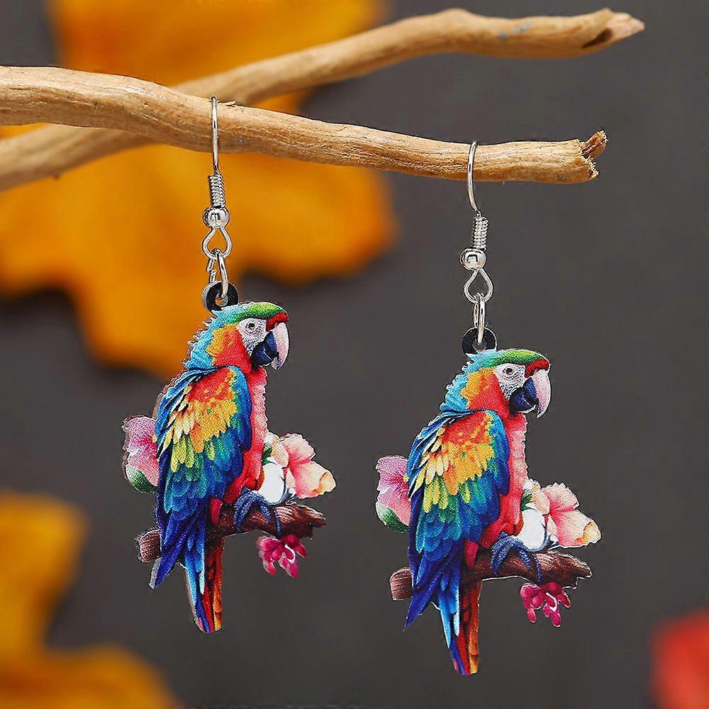 Colorful Acrylic Dangle Earrings Platinum Bird