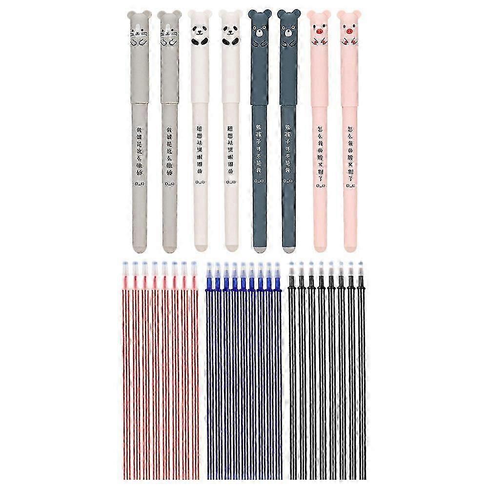 Cartoon Shaped Erasable Pens Set for Students, Assorted Colors