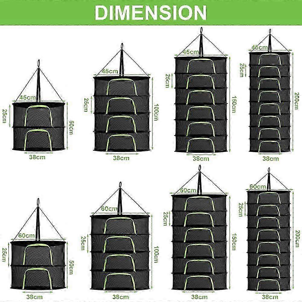 2-layer herb drying net, hangable with zipper, foldable