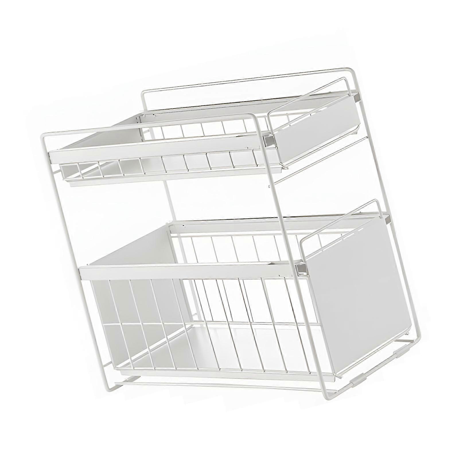 Oxidation Proof Iron Under Sink Remove Drawer Planner Dense Size for Maximizing Storages Space Simple Installation Process  White