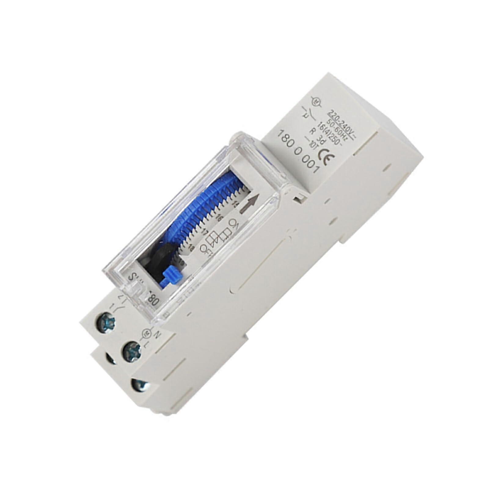 24 Hours Mechanical Programmable DIN Rail Timer Switch Relay 220V 16A Energy Saving