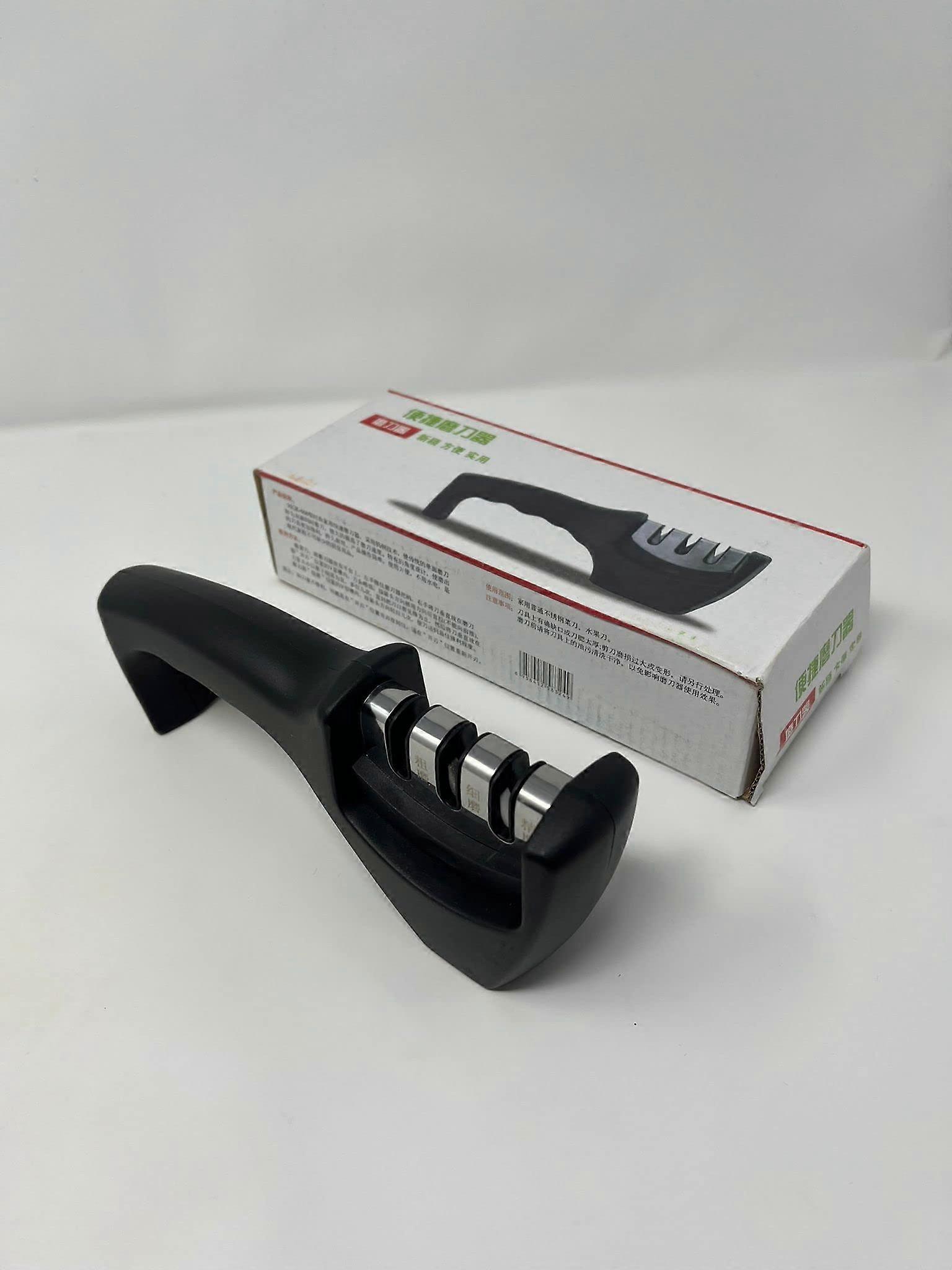 ThreeSided Kitchen Knife Sharpener with Multifunction Whetstone and Ergonomic Stable Grip