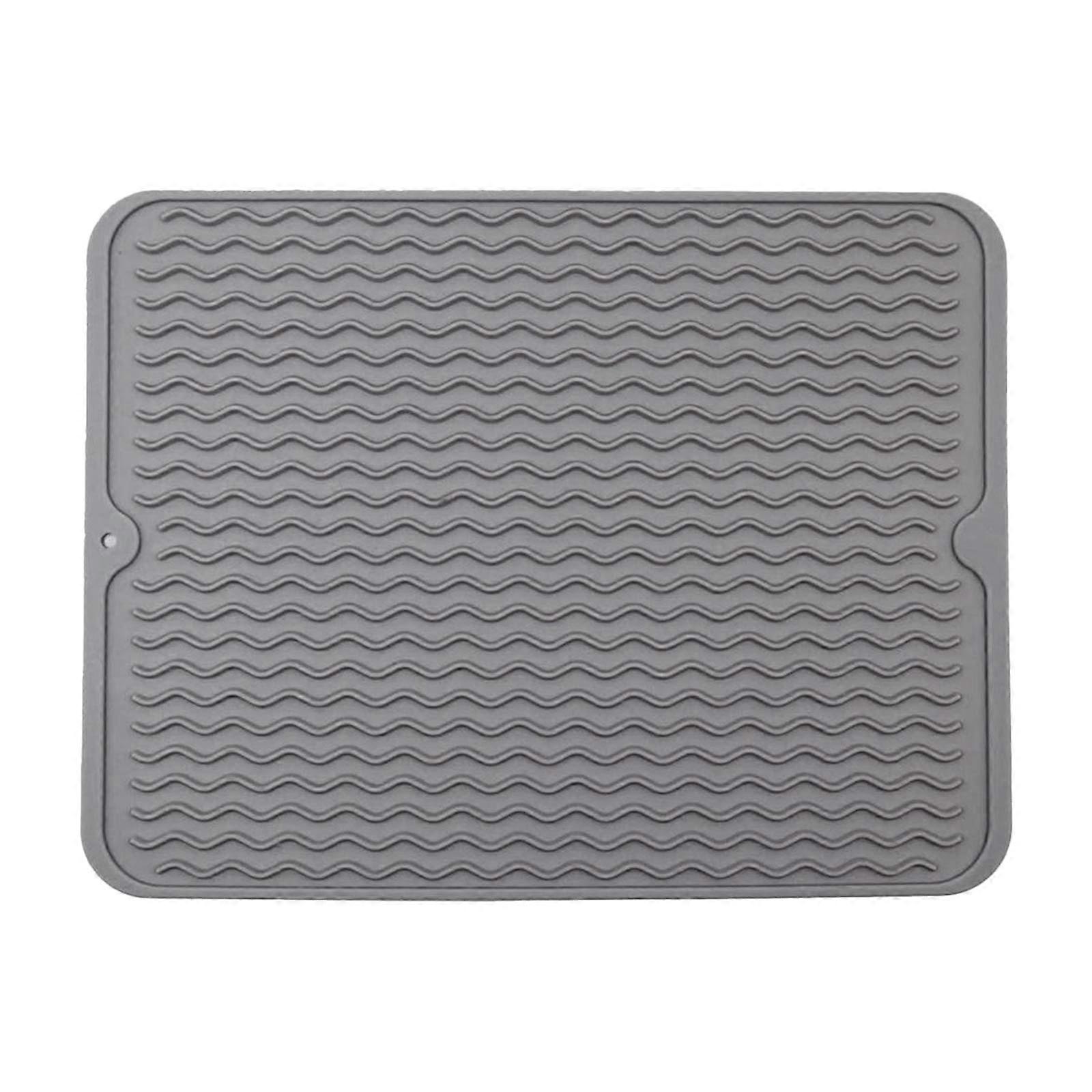 Large Silicone Dish Drying Mat 40x30cm BPA  Heat Resistant Kitchen Drying Pad Gray