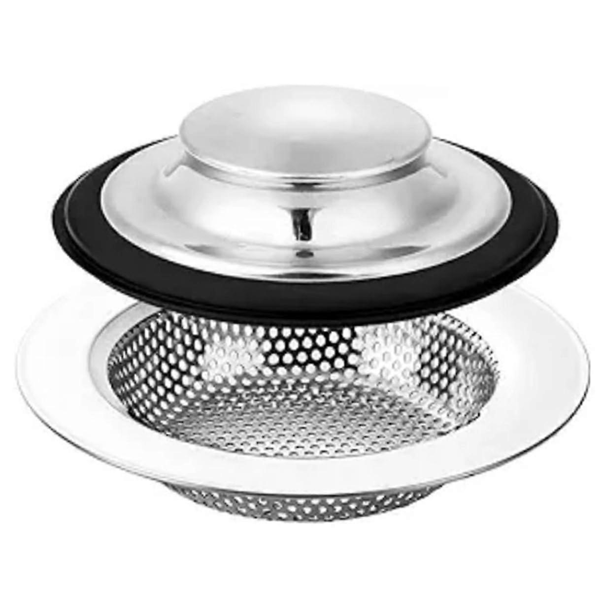 Stainless Steel Kitchen Sink Strainer Stopper with Easy Install for Clog Prevention Dual Function