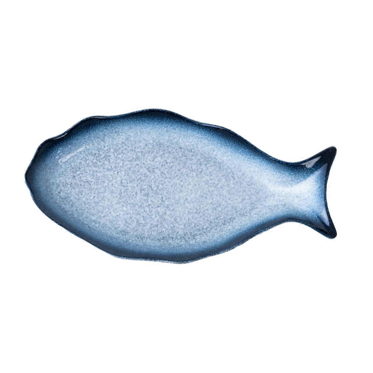 Ceramic Fish Shaped Serving Platter 12 Inch Elegant Dish for Seafood and Appetizers