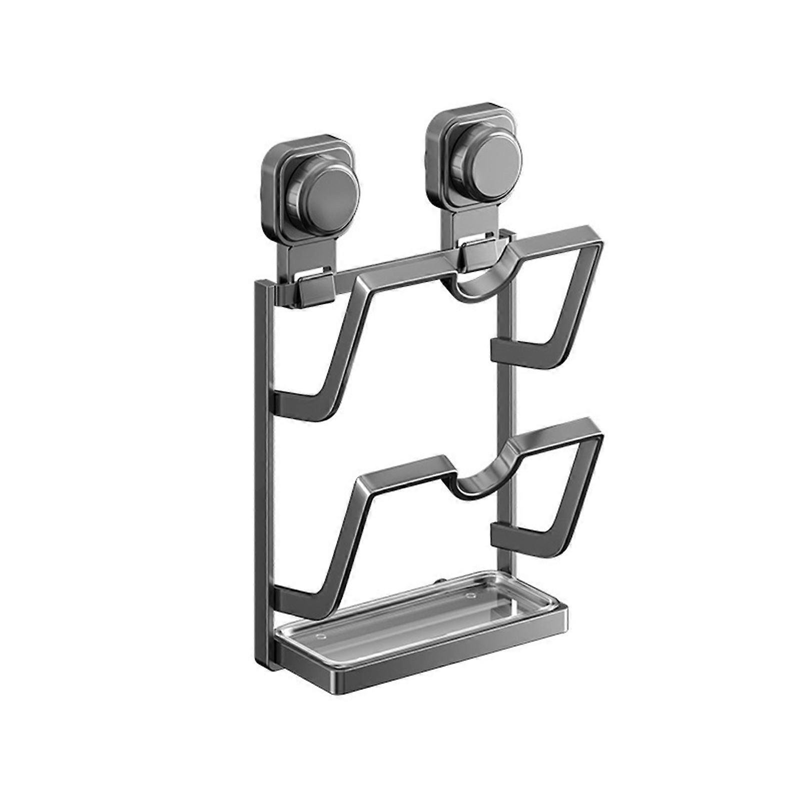 Qinghai Wall-Mounted Pot Lid Holder Suction Cup Kitchen Pot Lid Organizer Pan Lid Storage Rack with Removable Drip Tray for Cutting Board