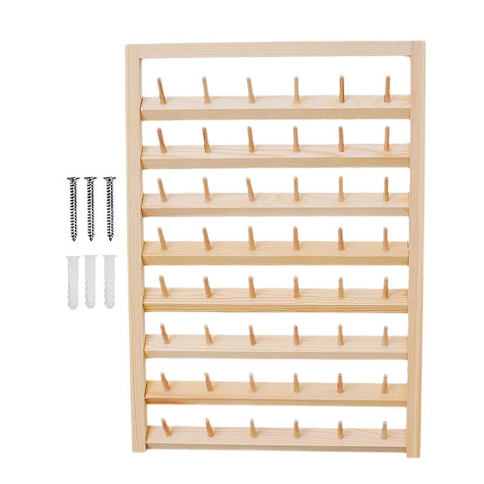 48 Spool Wooden Thread Rack Wall Mounted Spool Holder Organizer for Sewing Storage