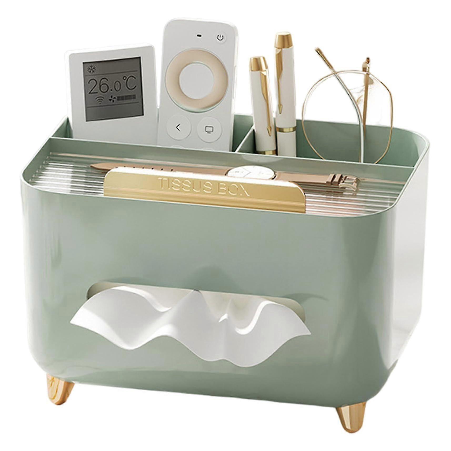 Tissue Box Organizer with Phone Holder and Multifunctional Storage, Waterproof Rectangular Cover