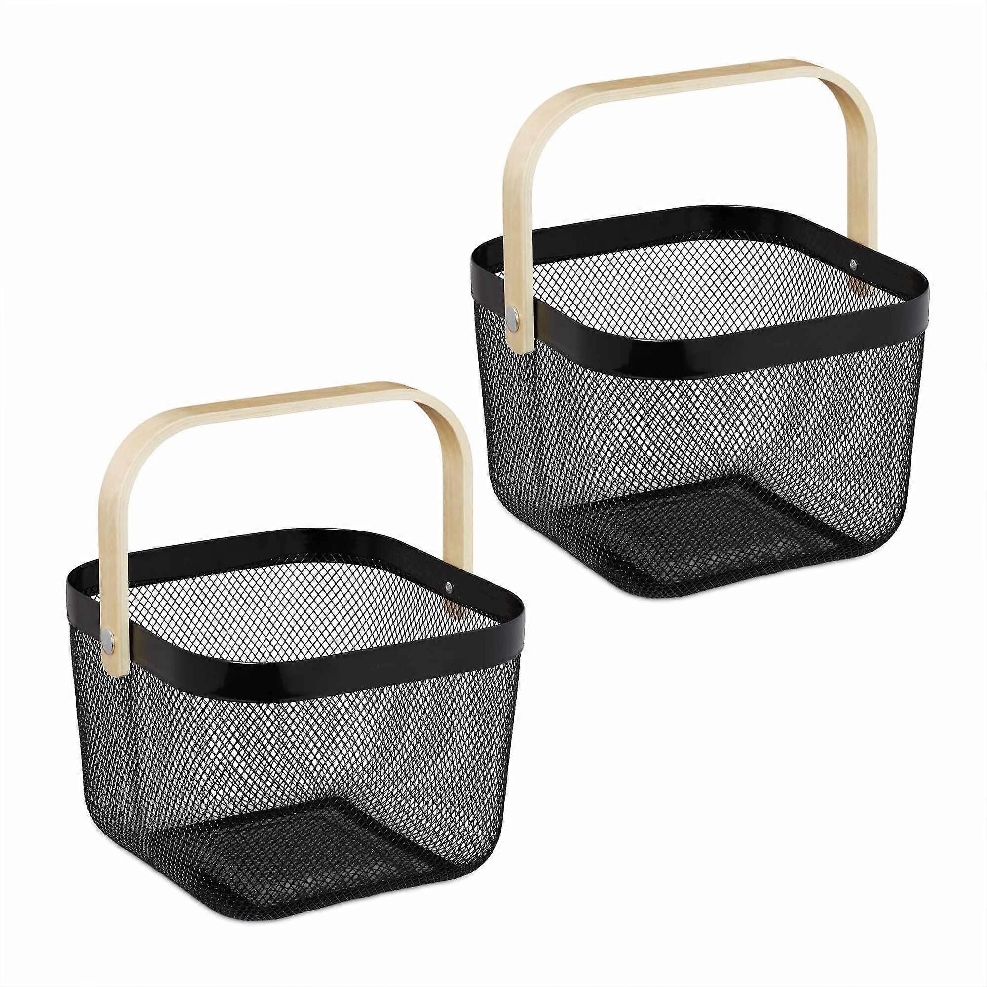 Wire baskets with handles, 2-pack