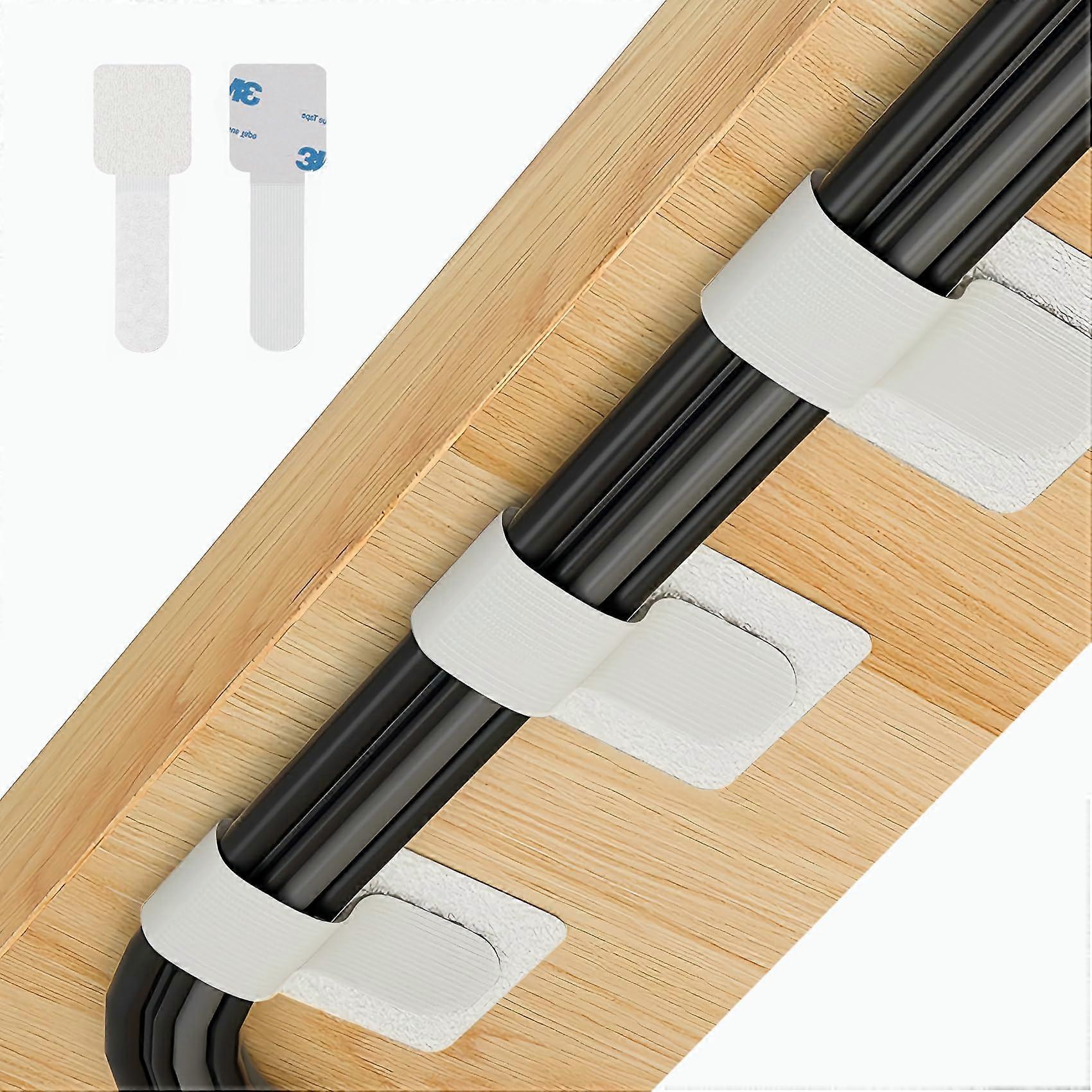 50PCS Cable Management Clips with Strong Adhesive, Reusable Hook and Loop Cord Organizer for Desk