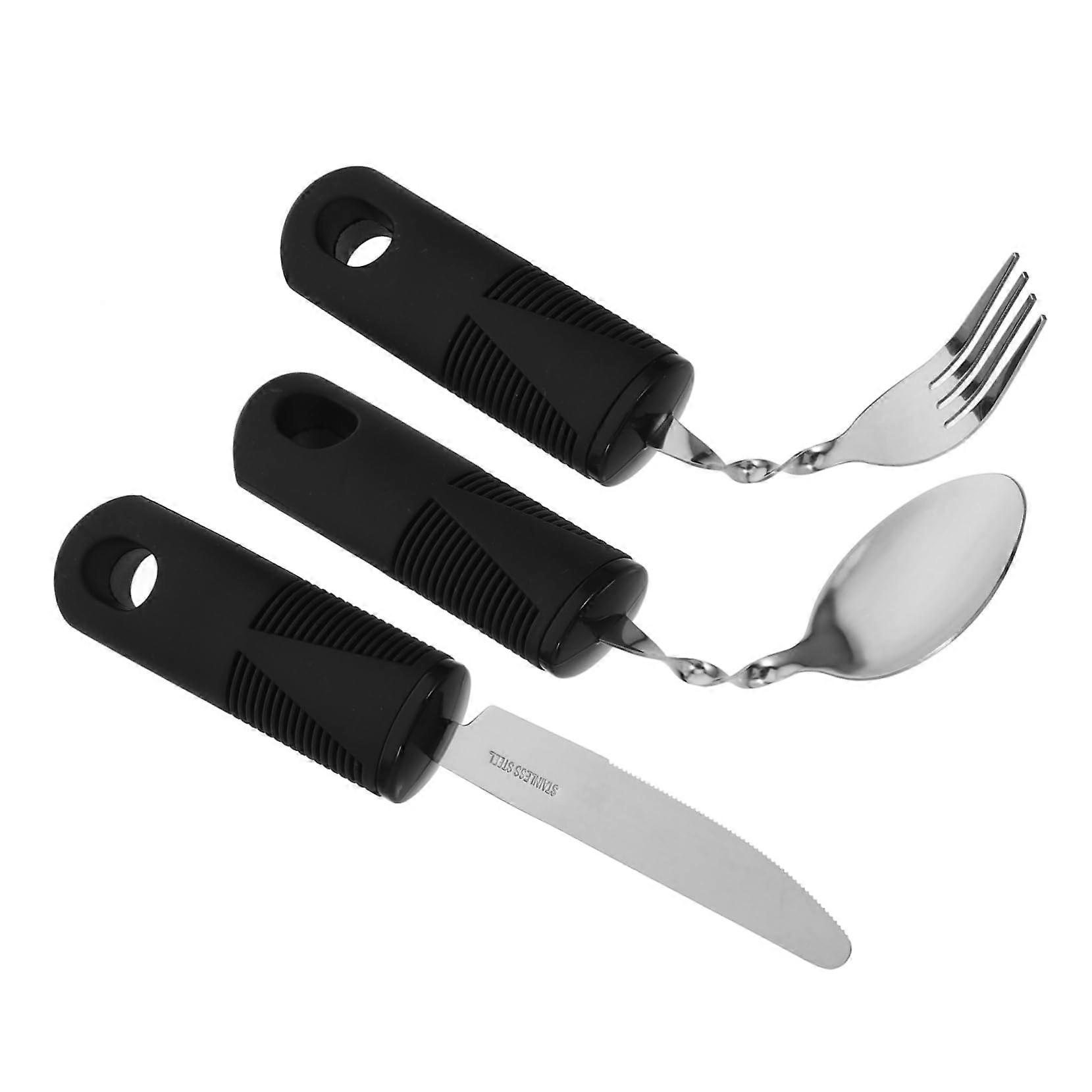 Adaptive Eating Utensils Set with Adjustable Angle and Weighted Grip for Elderly Seniors