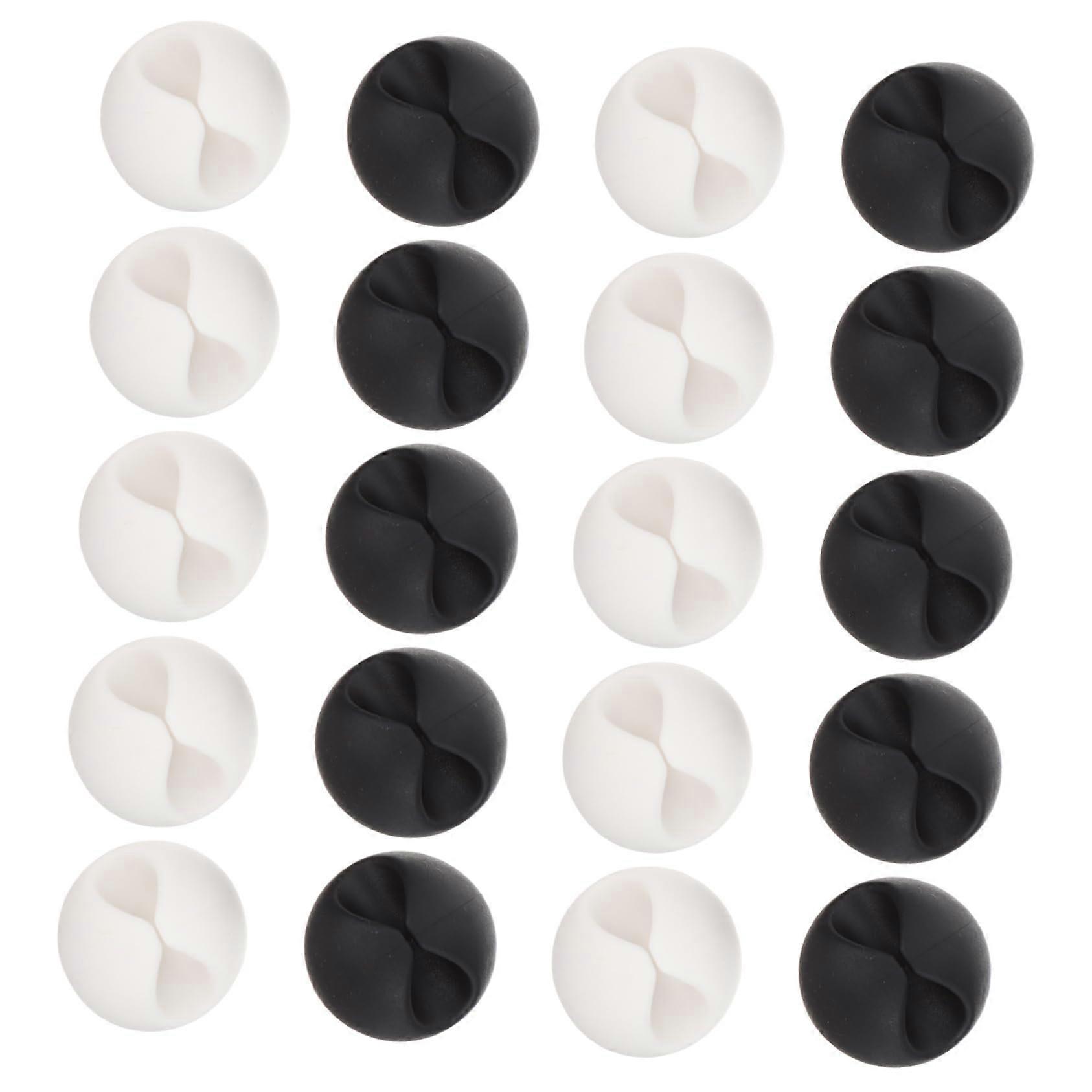 Cable Management Clips 20pcs Adhesive Cord Holders for Desk with Strong Backing and Multiple Sizes