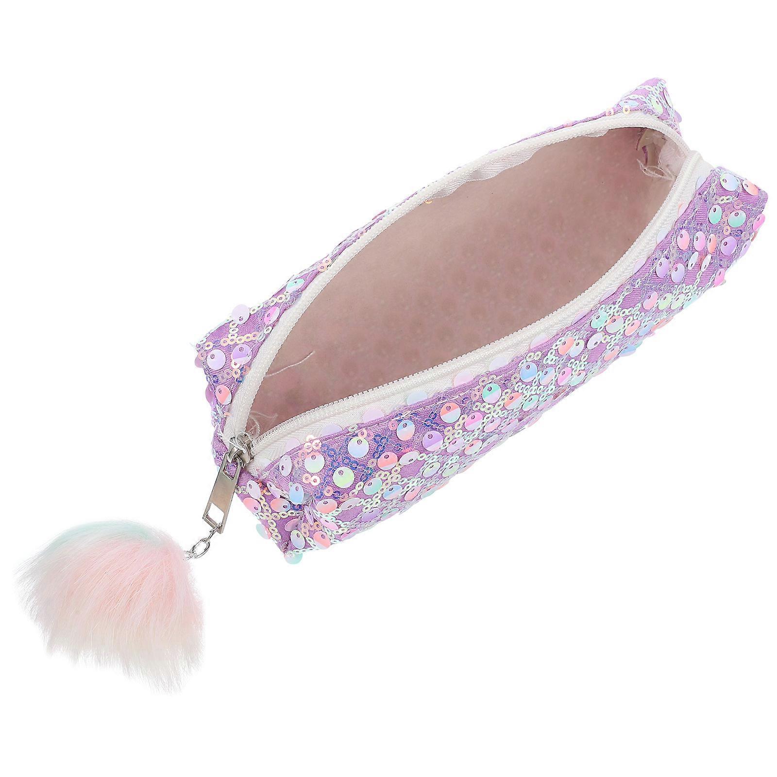 Sparkling Violet Makeup Pencil Case for Students for Storage Use