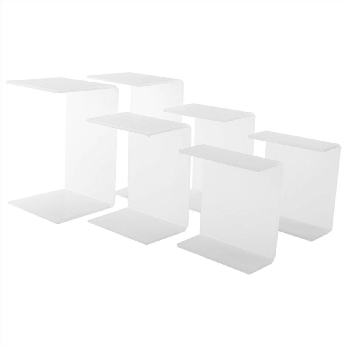 Acrylic Display Risers, Clear Rectangle Stands Shelf for Display 6Pcs