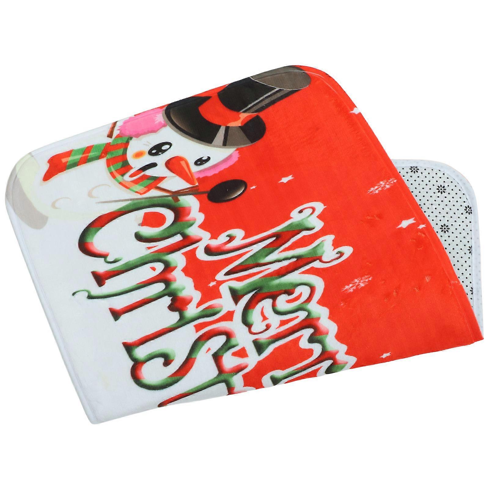 2Pcs Christmas Pattern Door Mat Rug for Bathroom Floor Decoration