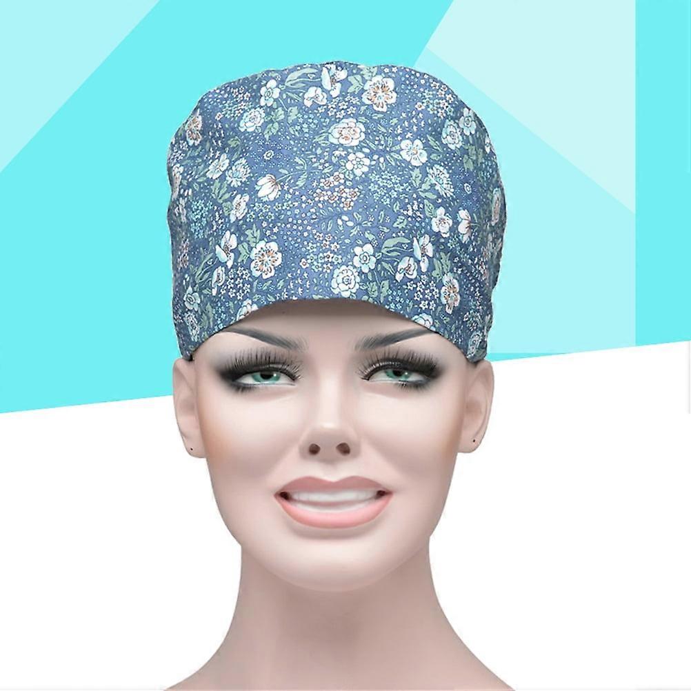 Floral Printed Strappy Hat Adjustable Dustproof Reusable Cotton Working