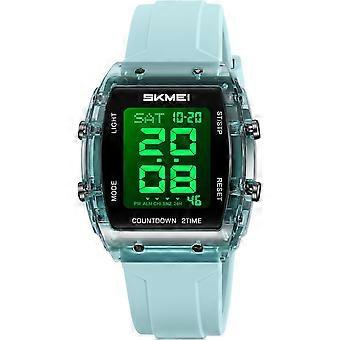 Modieus unisex digitaal horloge, tonneau-vormige kast, groot scherm, waterdicht, LED-verlichting, dubbele tijdweergave en alarm – geschikt voor alle polsmaten