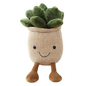 Plush Succulent Plant Stuffed Toy Beige Kawaii Flower Pot Soft Comfort Gift for Kids