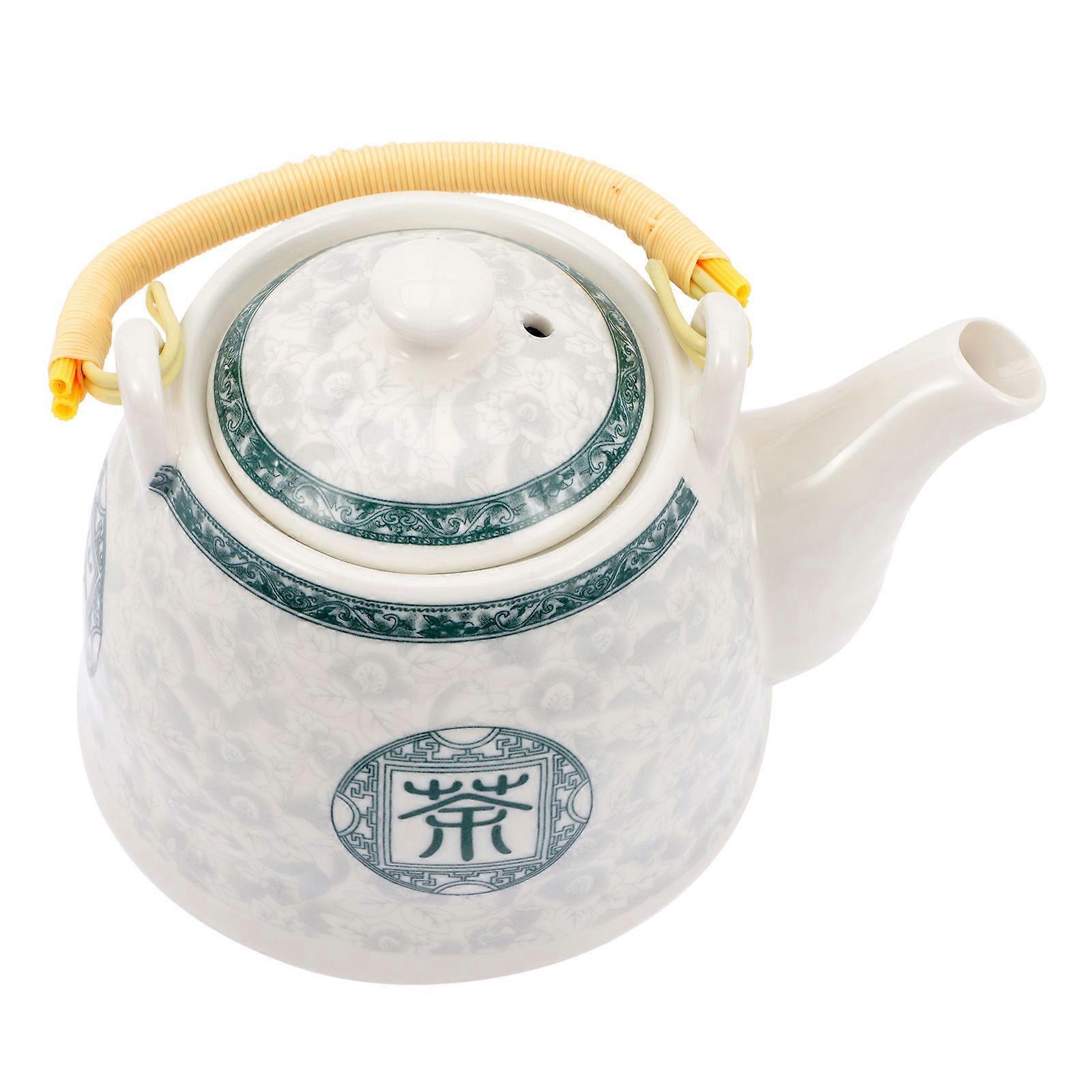 2Pcs Ceramic Tea Pot with Handle for Tea Making Including Strainer Mesh