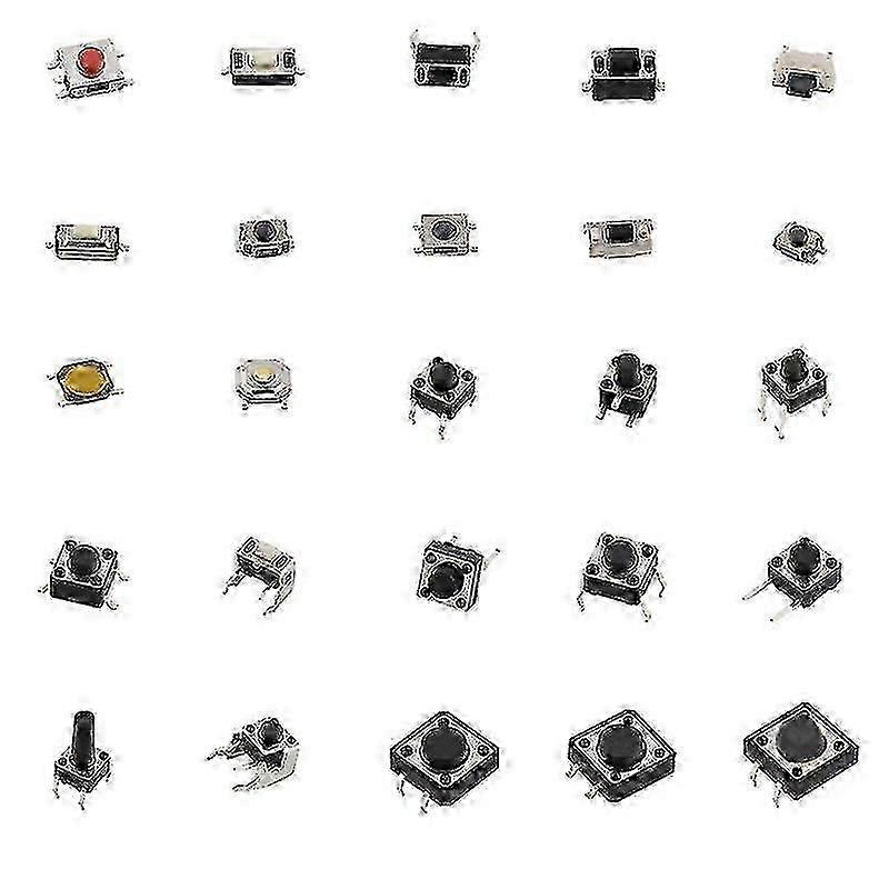 125pcs 25 Types Tactile Push Button Switch Micro Momentary Assortment Kit