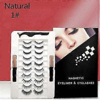 10 Pairs Magnetic Eyelashes Set with Eyeliner and Tweezers, Waterproof Long Lasting No Glue Required, Faux Mink Hair False Lashes