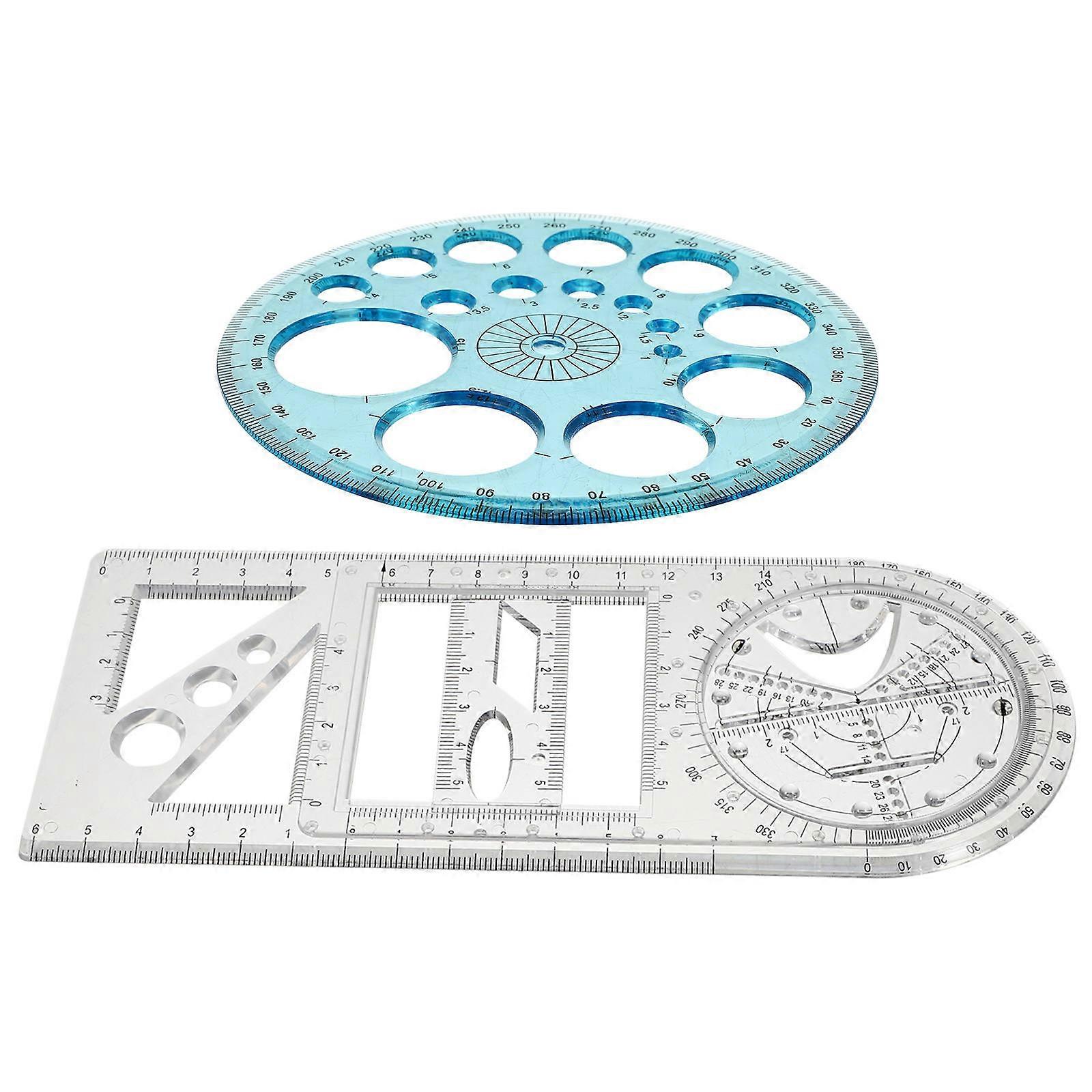 Students Drawing Ruler Multifunctional Set with Protractor 1Set