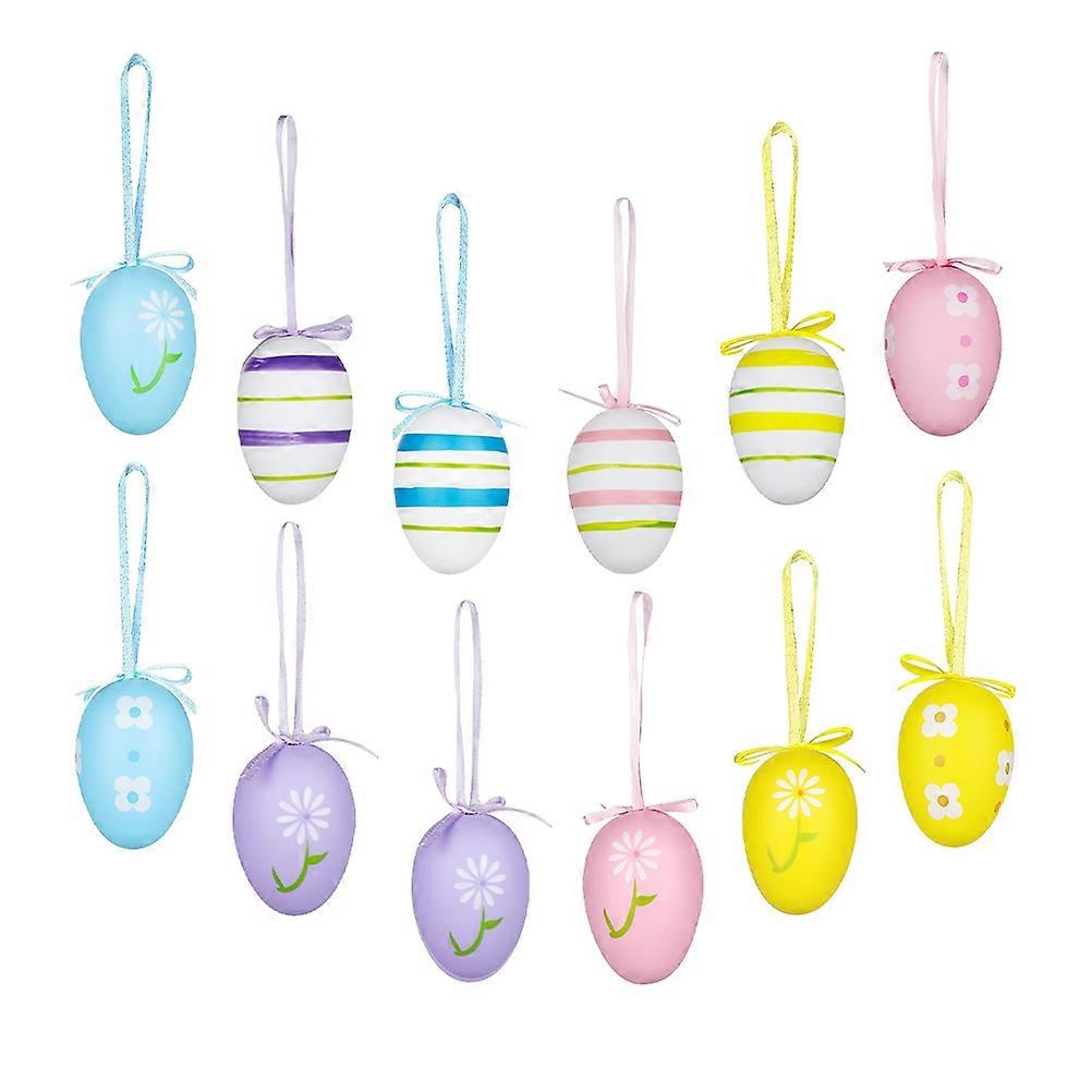 Easter Hanging Eggs Assorted Color for Decoration 24Pcs Plastic Set