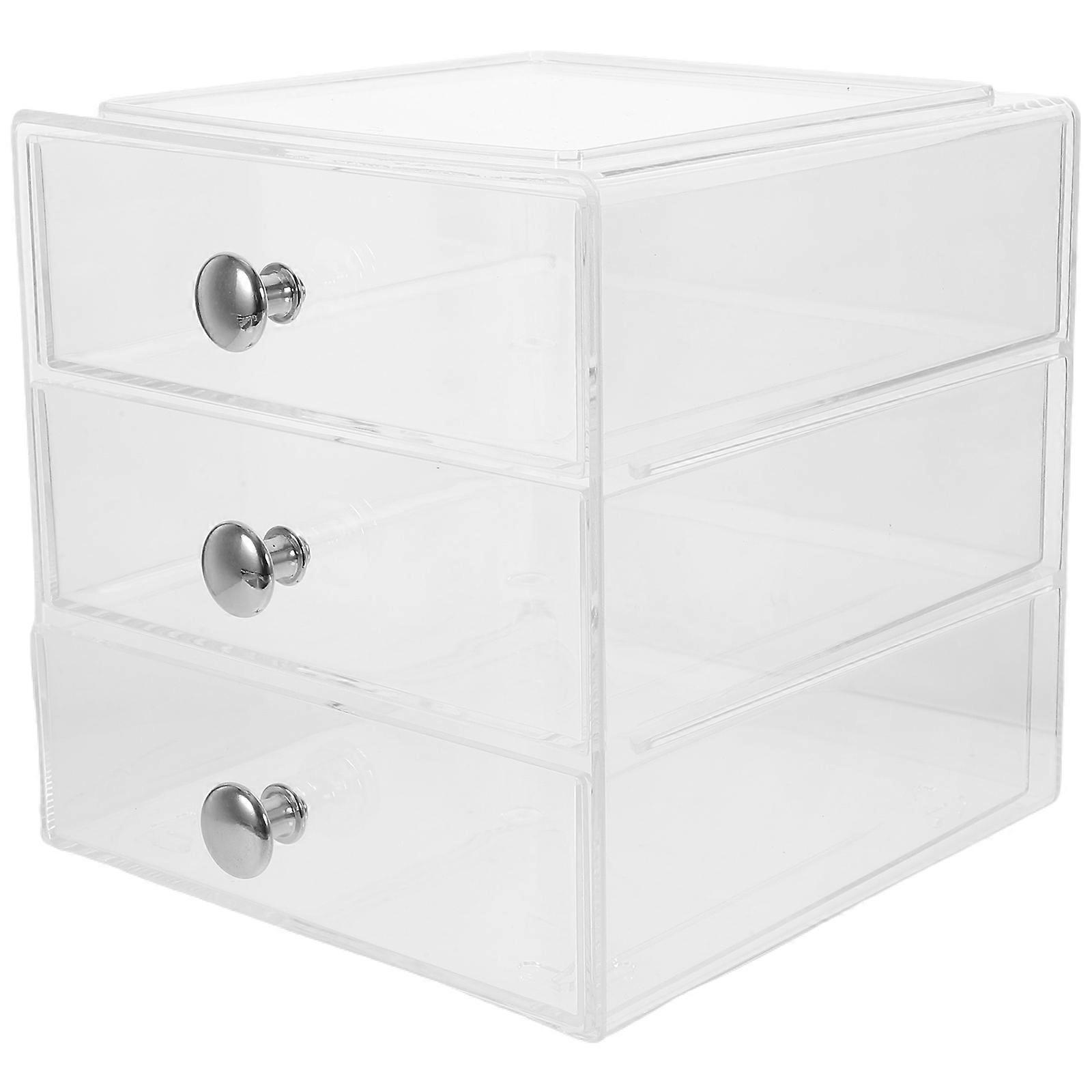 Transparent Drawer Type Storage Box for Items Storage with Three Layer Design
