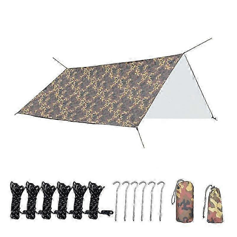 3x4m Waterproof Polyester Canopy Tarp Silver Sunshade Windproof Camping Mat