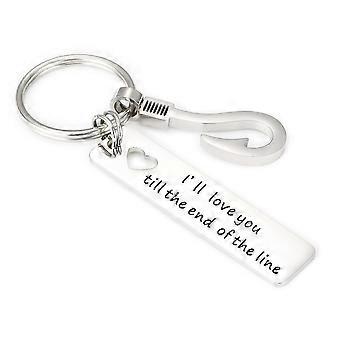 Romantic Keyrings I'LL LOVE YOU Printing Keychain Valentine's Day Souvenir Gift Modern Design Stainless Steel Car Key Attachment 1Pack