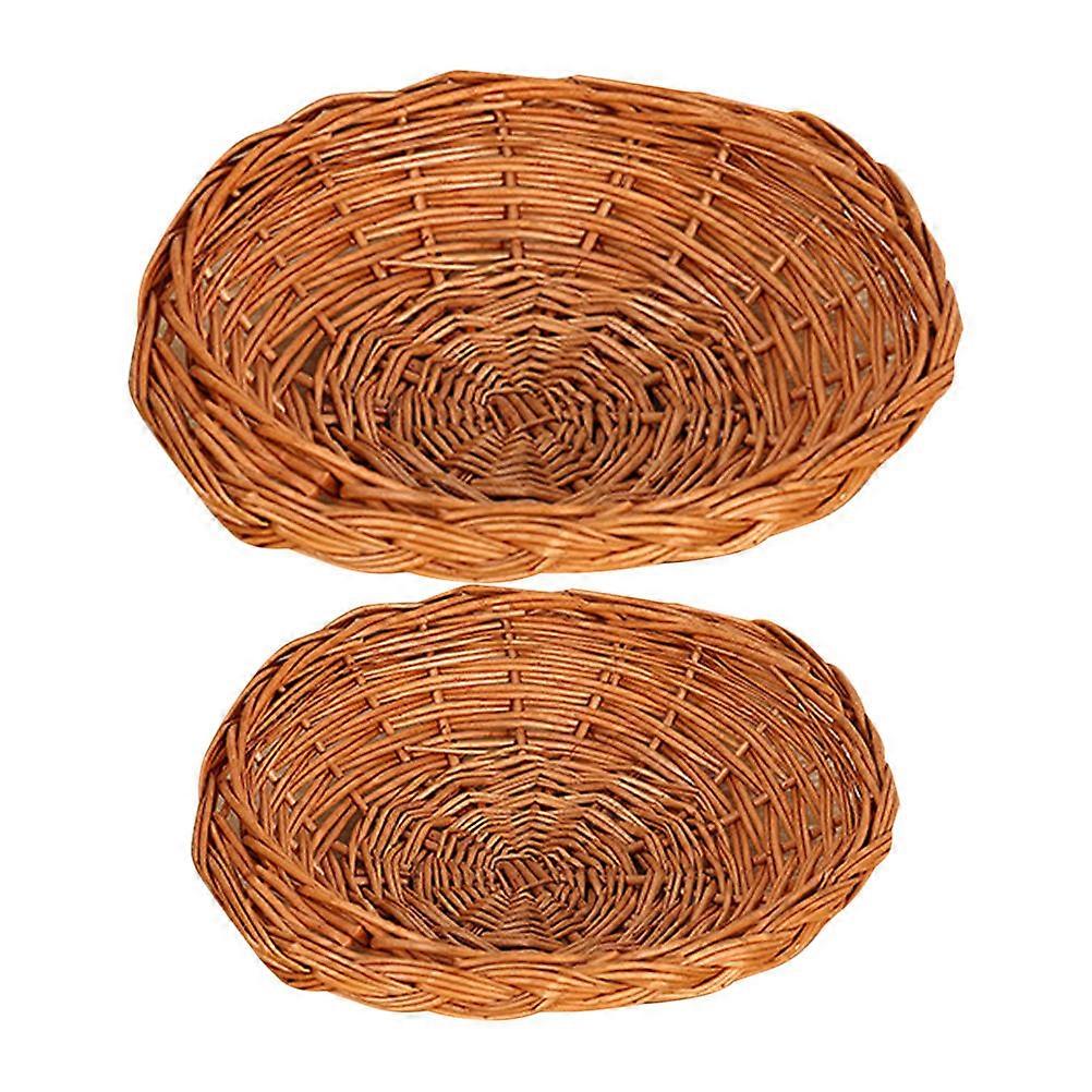 2pcs Wicker Bread Baskets Portable Wicker Baskets Durable Wicker Bread Containers