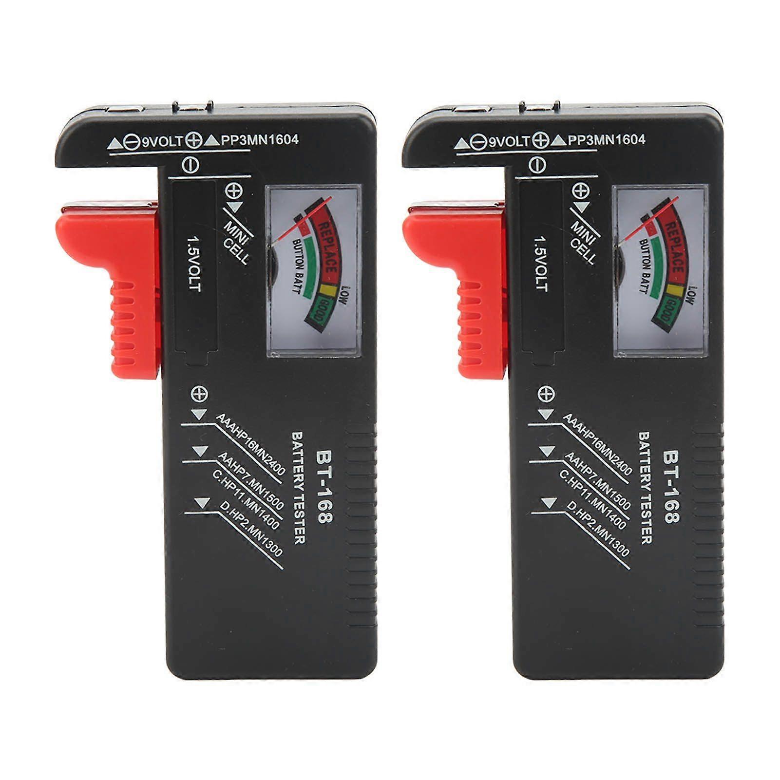 2PCS Pointer Type Battery Tester Portable Button Cell Level Checker for for AA AAA 1.5V 9V