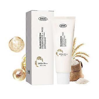 Rice Probiotic Sunscreen Face Cream, UV Protection, Waterproof, Sweatproof, Non-Whitening, Refreshing, Moisturizing, 50ml