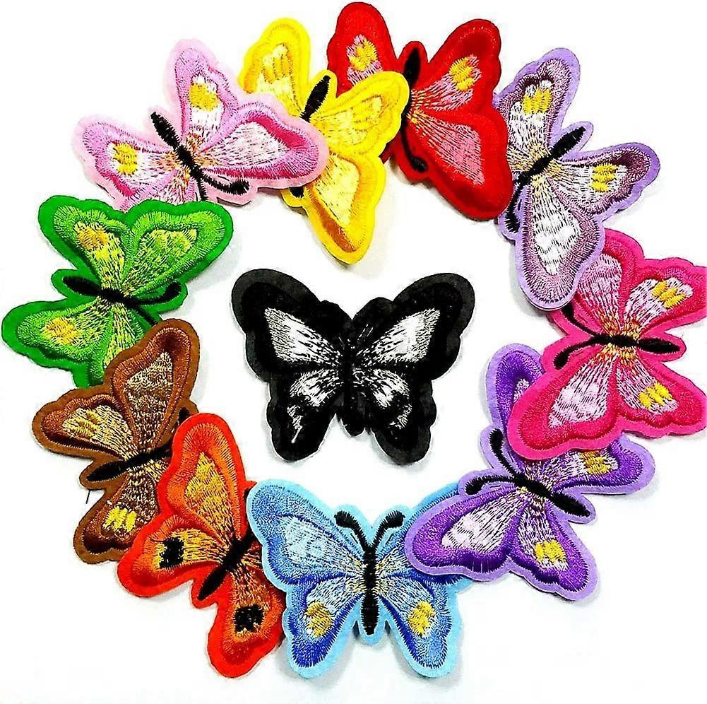 11 random multicolored butterfly patches