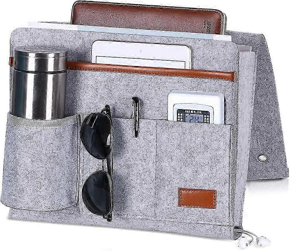 Bedside Caddy, Bedside Storage Organizer with 5 Pockets, Remote Contro-Yvan
