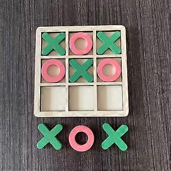 Wooden Tic-Tac-Toe Board Game with X and O Pieces, Classic Three-in-a-Row Puzzle Toy for Kids and Family