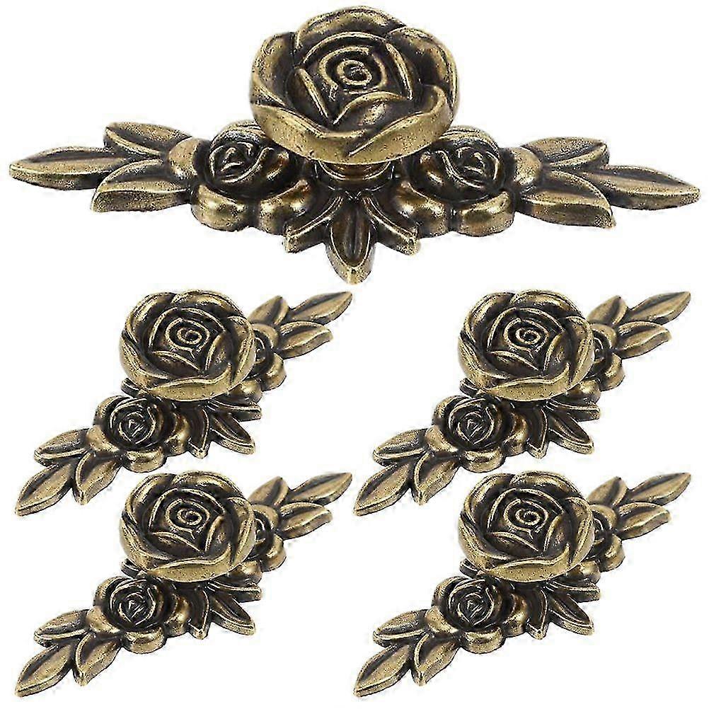 5pcs Rose Cupboard Knobs Flower Drawer Knobs Vintage Cabinet Knobs Cabinet Pulling Handle