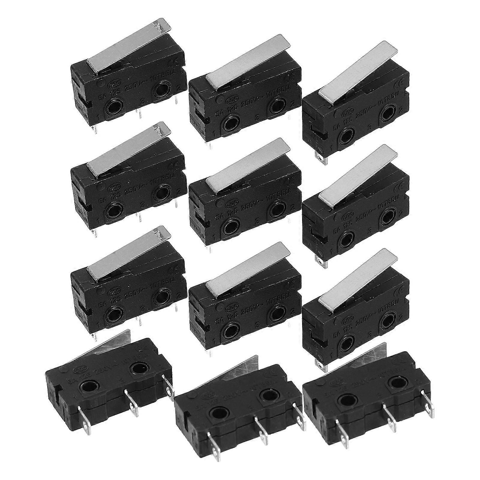 12pcs Limit Switch Waterproof Momentary Push Button Switch 3 Long Hinge Lever Micro Switch (Black)
