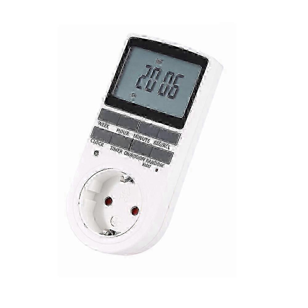 Electrical and Digital Socket Programmer, Digital Socket Timer with 10 Daily Weekly Programs with Anti-Theft Mode and Large LCD Screen, Save Electrici