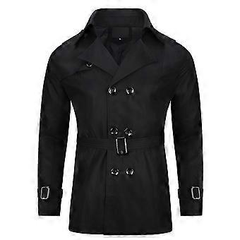 2025 Youthup Mens Belted Windbreaker Slim Fit Trench Coat