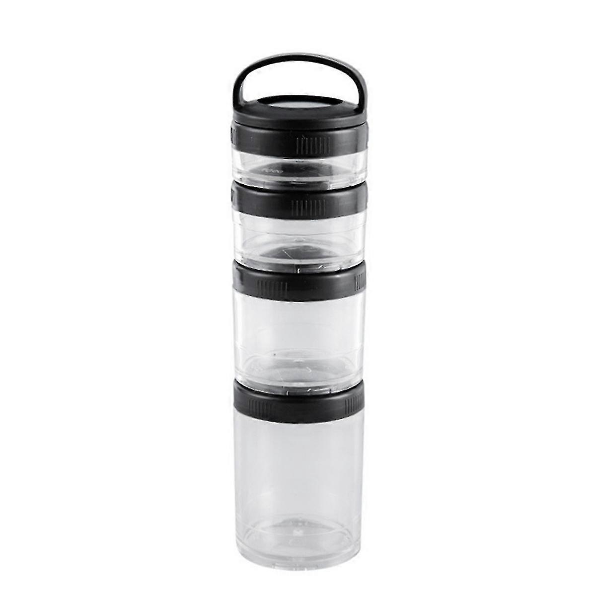 4 Stackable Snack Cups compatible with School and Travel Transparent Black