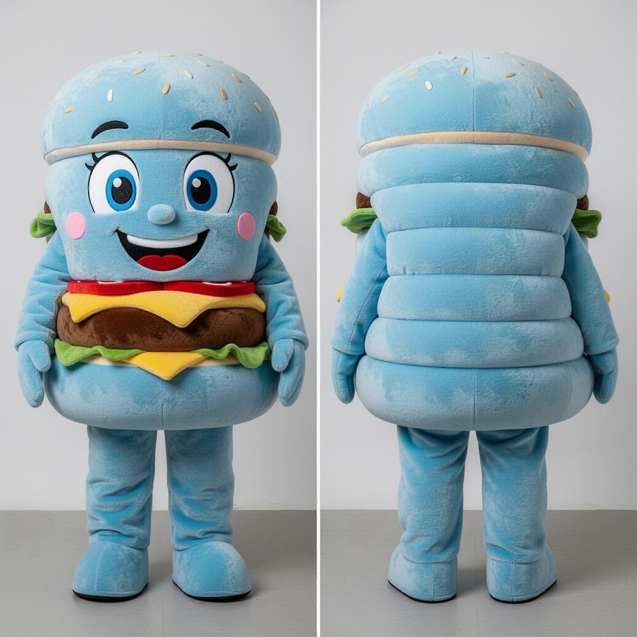 MASTICOT Sky Blue Plush Hamburger Mascot