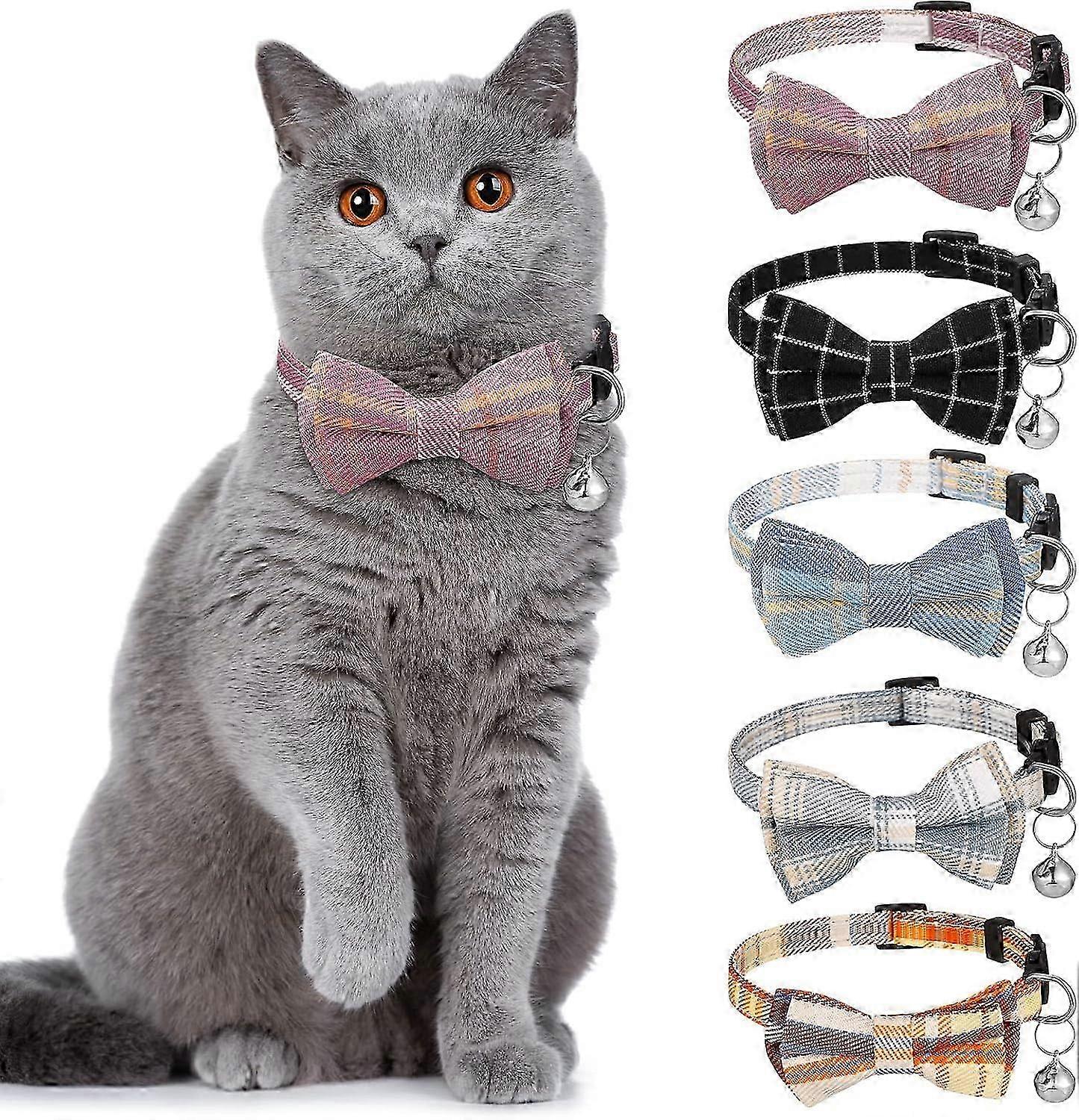 Quick Release Plaid Cat Collars 5Pcs