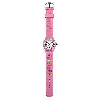 Kids Cartoon Watch Lovely 3D Design Waterproof Quartz 1Pcs Pink Wristwatch