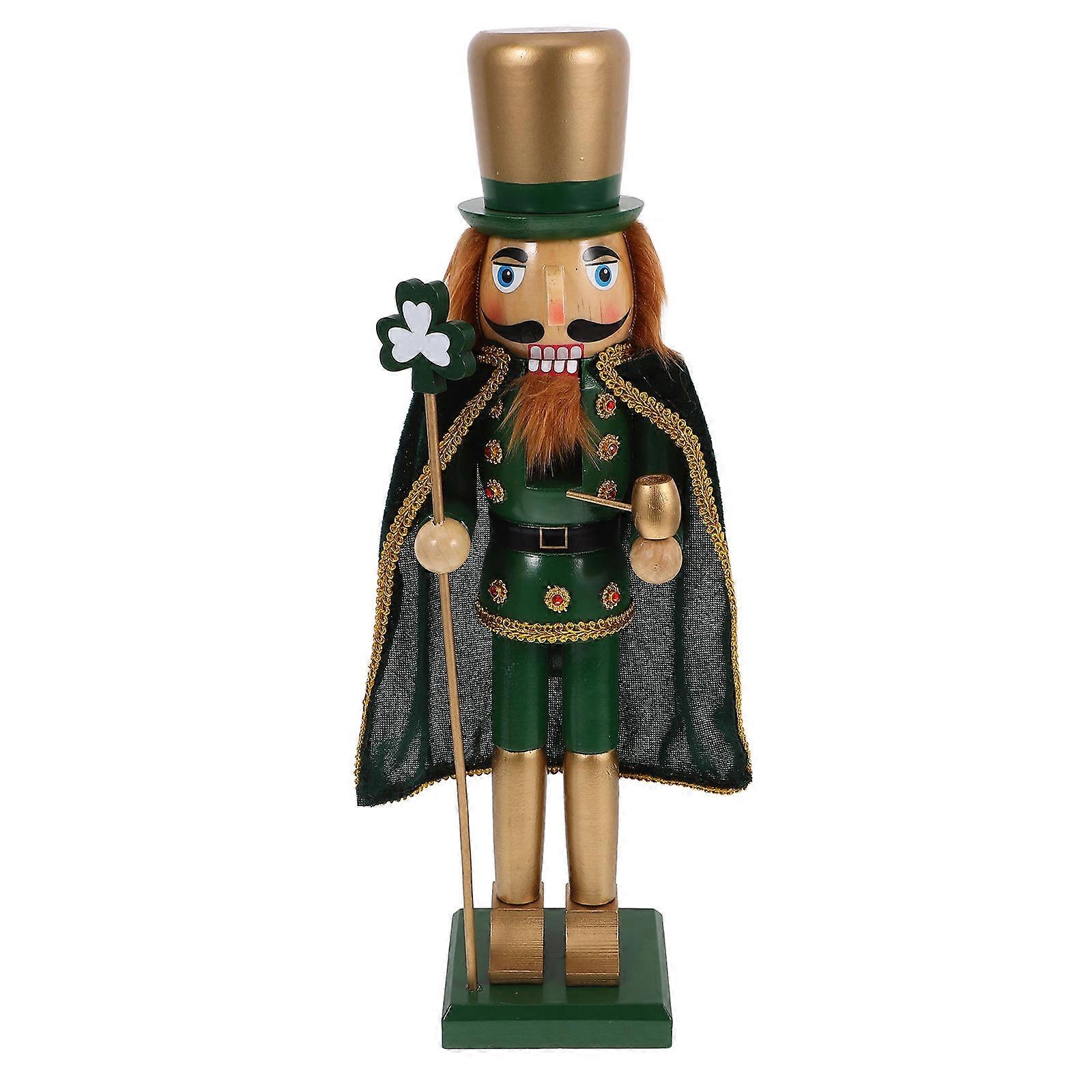 Green Wooden Nutcracker for Christmas Decor on Tabletop