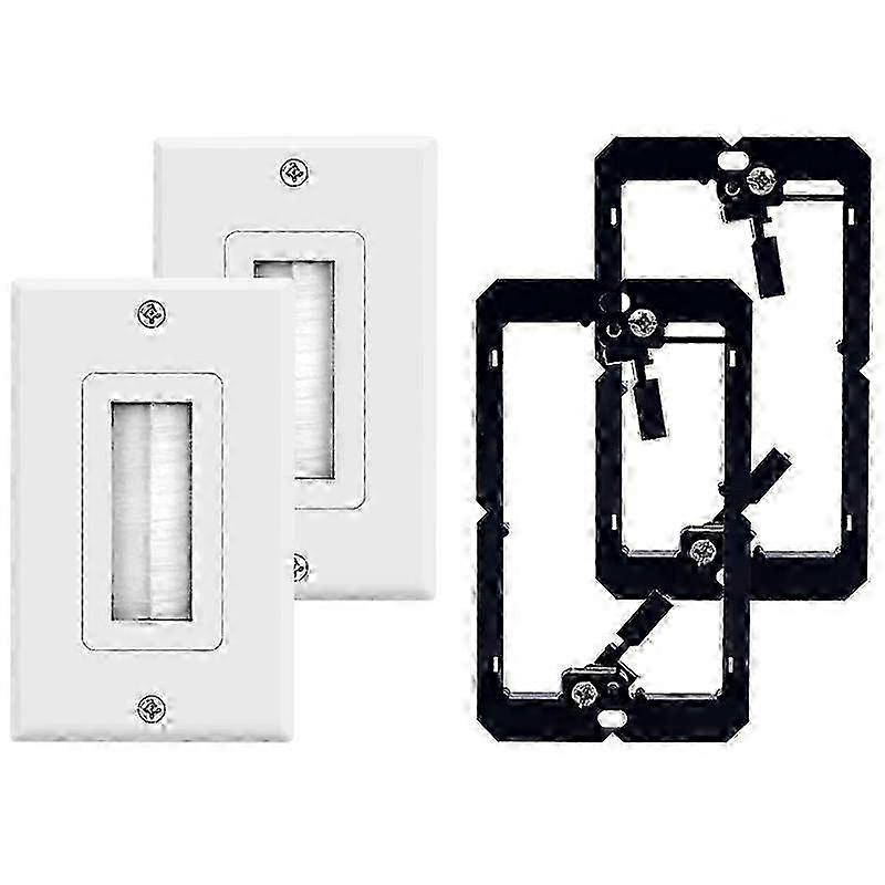 2-Pack Brush Wall Plate with Single Low Voltage Mounting Bracket Cable Pass Through Insert compatible with Spea