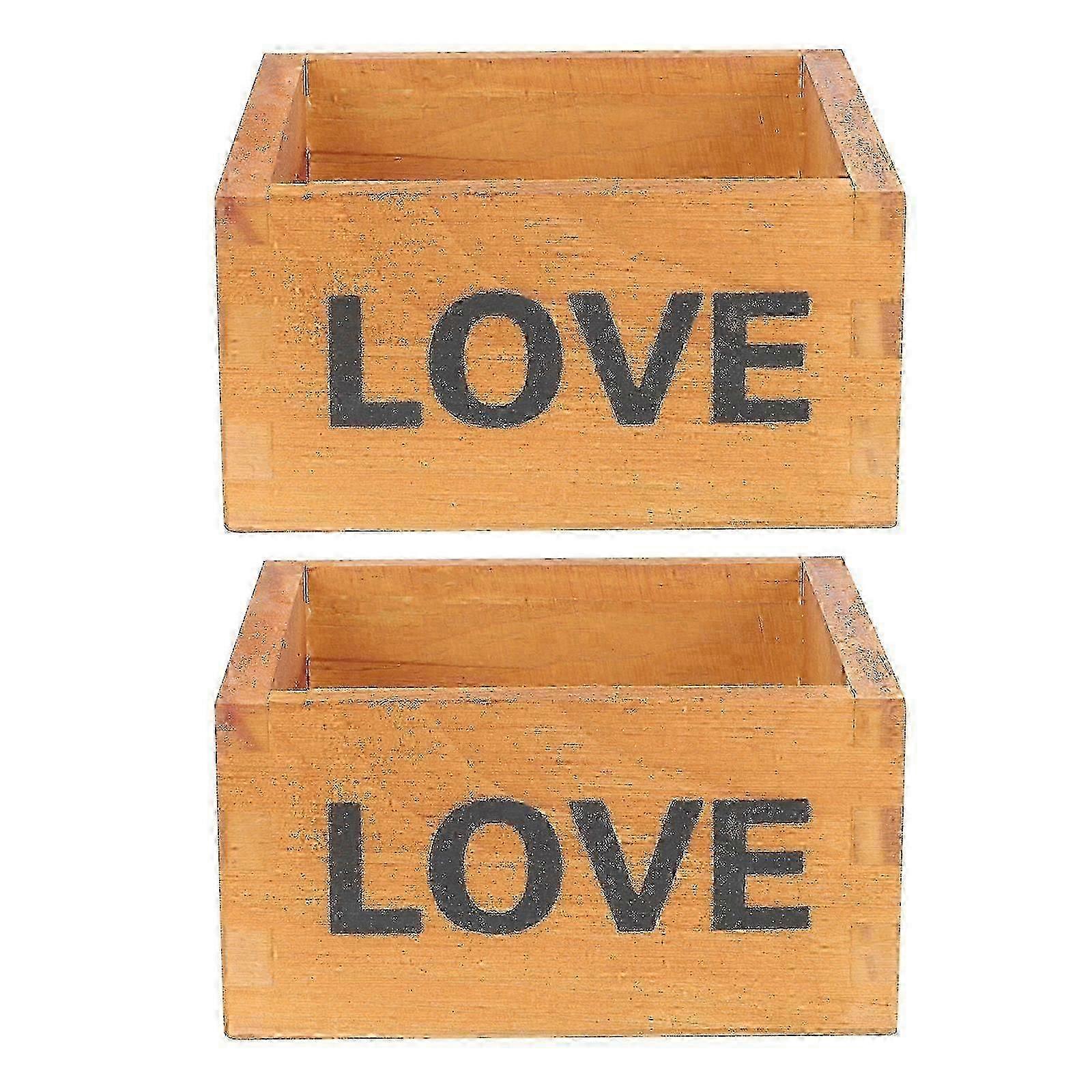 Compact Square Wood Succulent Planter